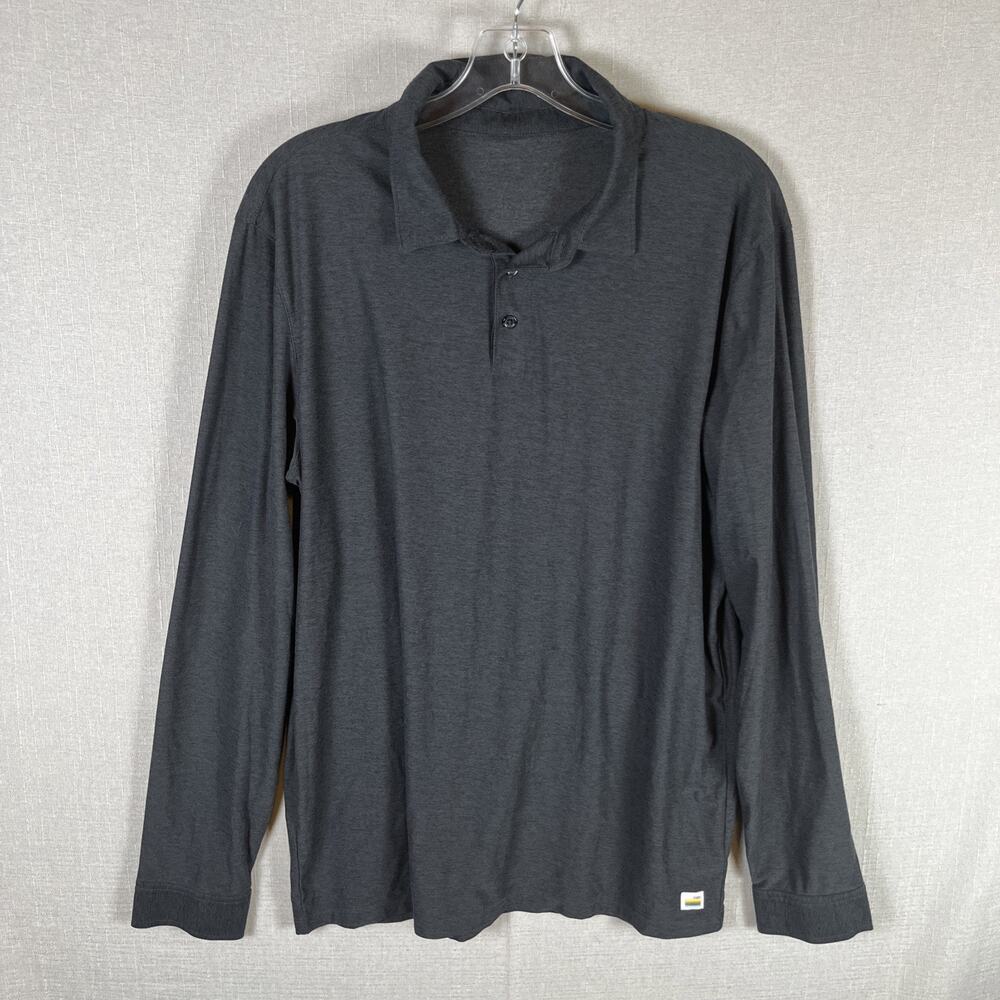 Vuori Polo Shirt Mens Large Blue Strato Tech Performance Knit Long Sleeve V1006